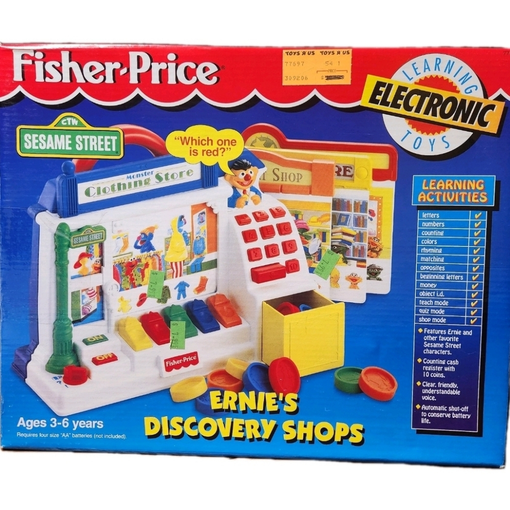 Fisher-Price Sesame Street Ernie’s Discovery Shops 1995 Complete Tested Orig Box